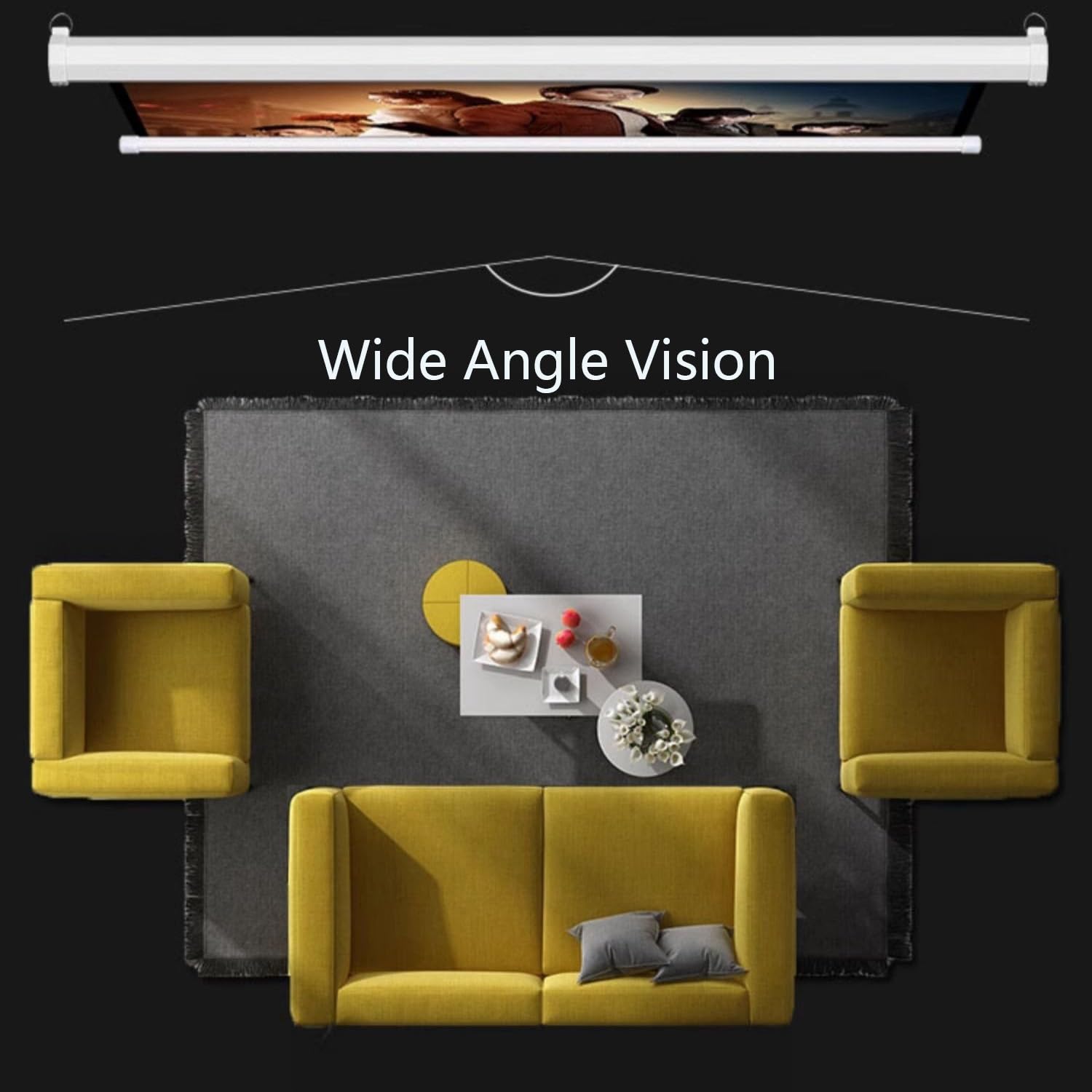 Schermo proiettore motorizzato da 60 Pollici, 16:9 HD, Schermo di proiezione da 72 Pollici con Telecomando, Montaggio a soffitto o a Parete, per Home Theater, Video Movie Night(80 inch 16:9)