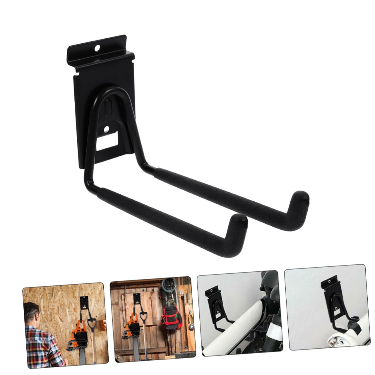 Vaguelly Ganchos de Garaje Resistentes de Hierro Negro, 2 Piezas, 8 Pulgadas, para Pared, Ideales para Colgar Herramientas Garaje