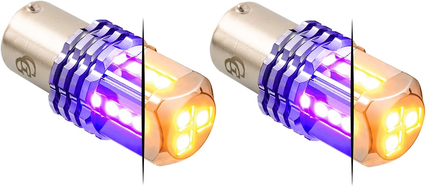 GG Grand General 70812 1157 Dual Color Amber/Blue 15 LED Tower Bulb, 12V, Twin Pack