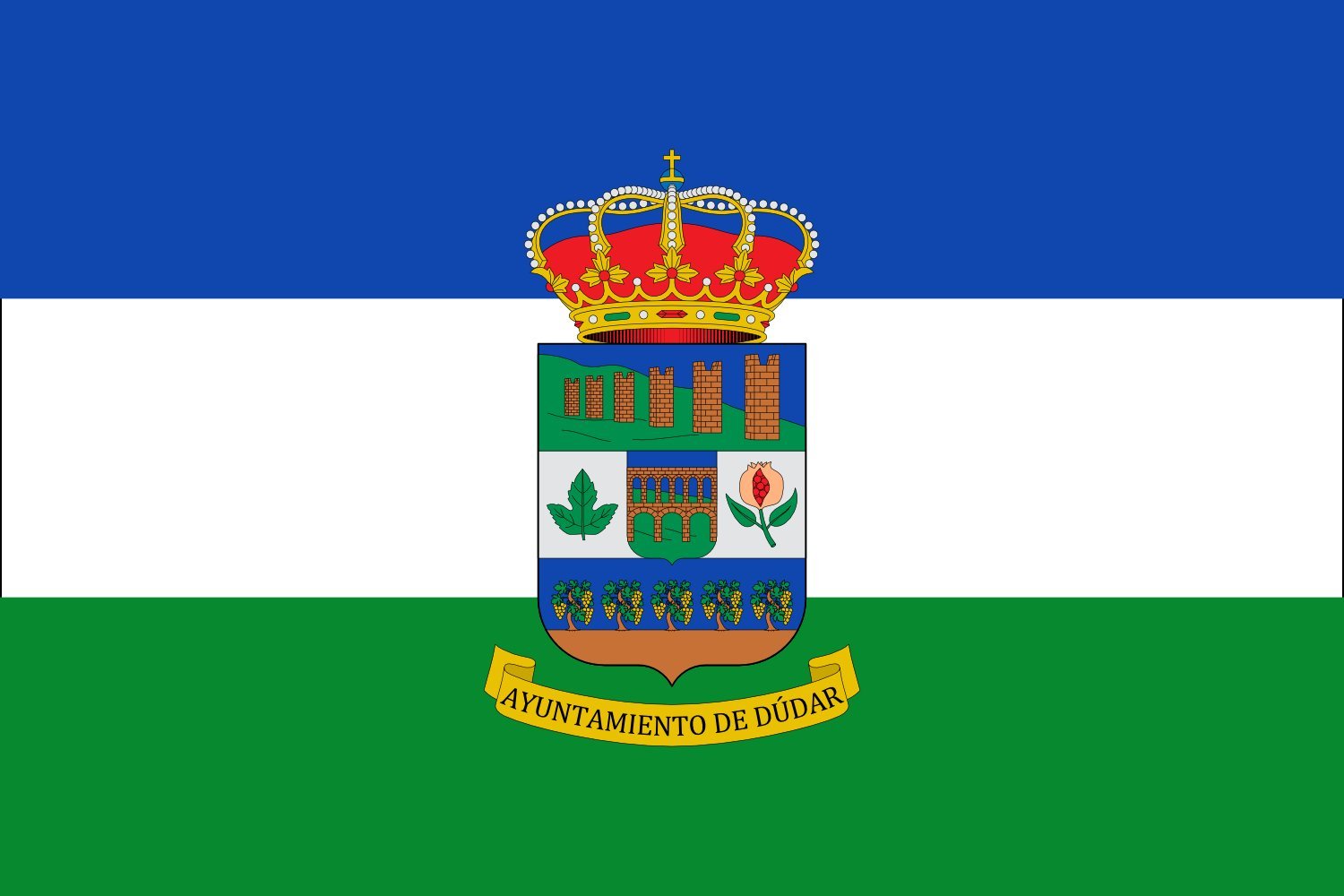 Drapeau Large Dúdar Granada pavillon espagnol de Grenade pour mât