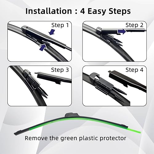 Miniatura 6 de Limpiaparabrisas delantero de automóvil compatible con Peugeot 307 Hatchback 307CC 307SW parabrisas limpio ventana coche lluvia cepillo 28 pulgadas