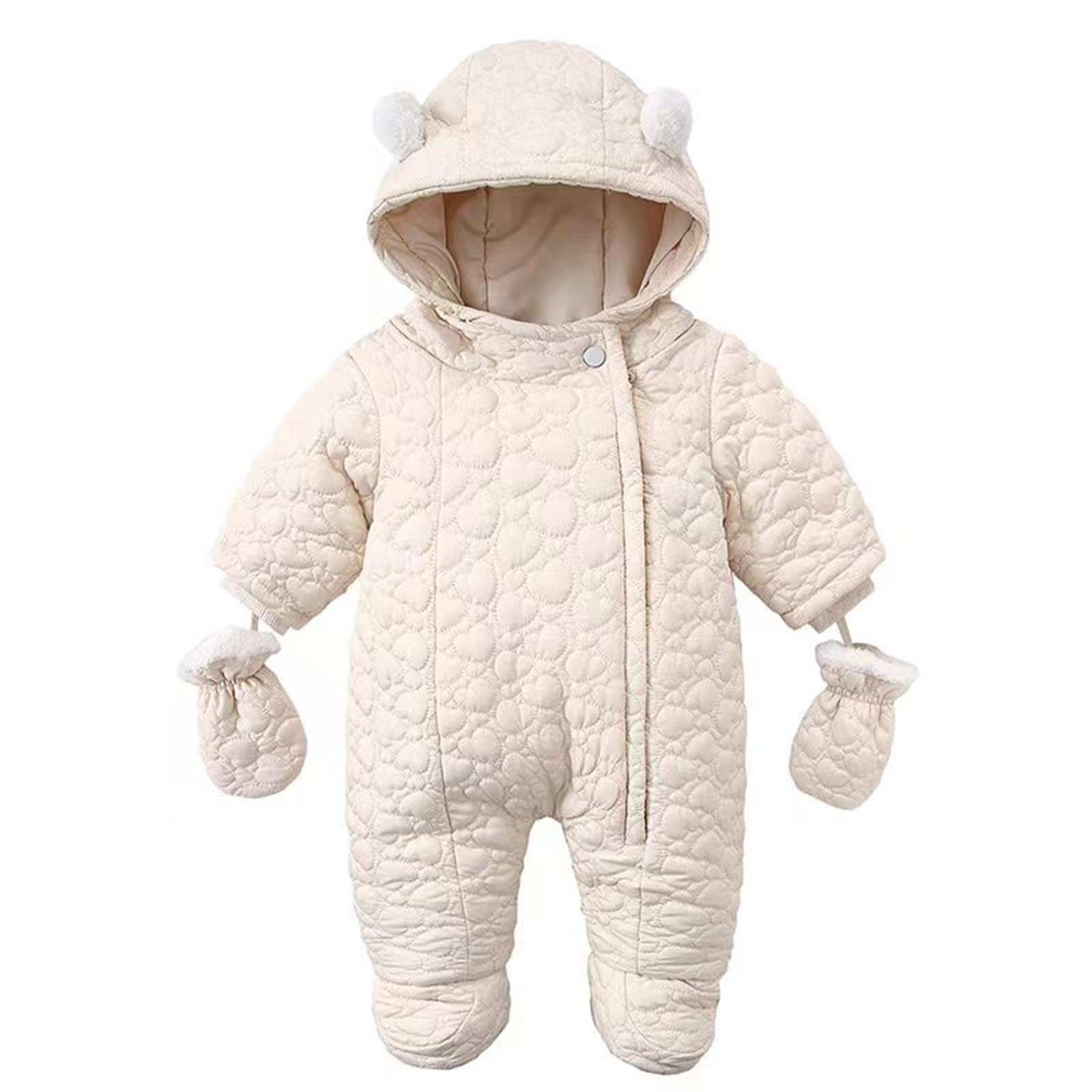 Generisch 2026 Traje de Nieve con Orejas de Oso Chaqueta con Capucha Ropa Exterior Cálida Ropa Exterior Bebé Mameluco Mono Abrigo Infantil Incluye Guantes