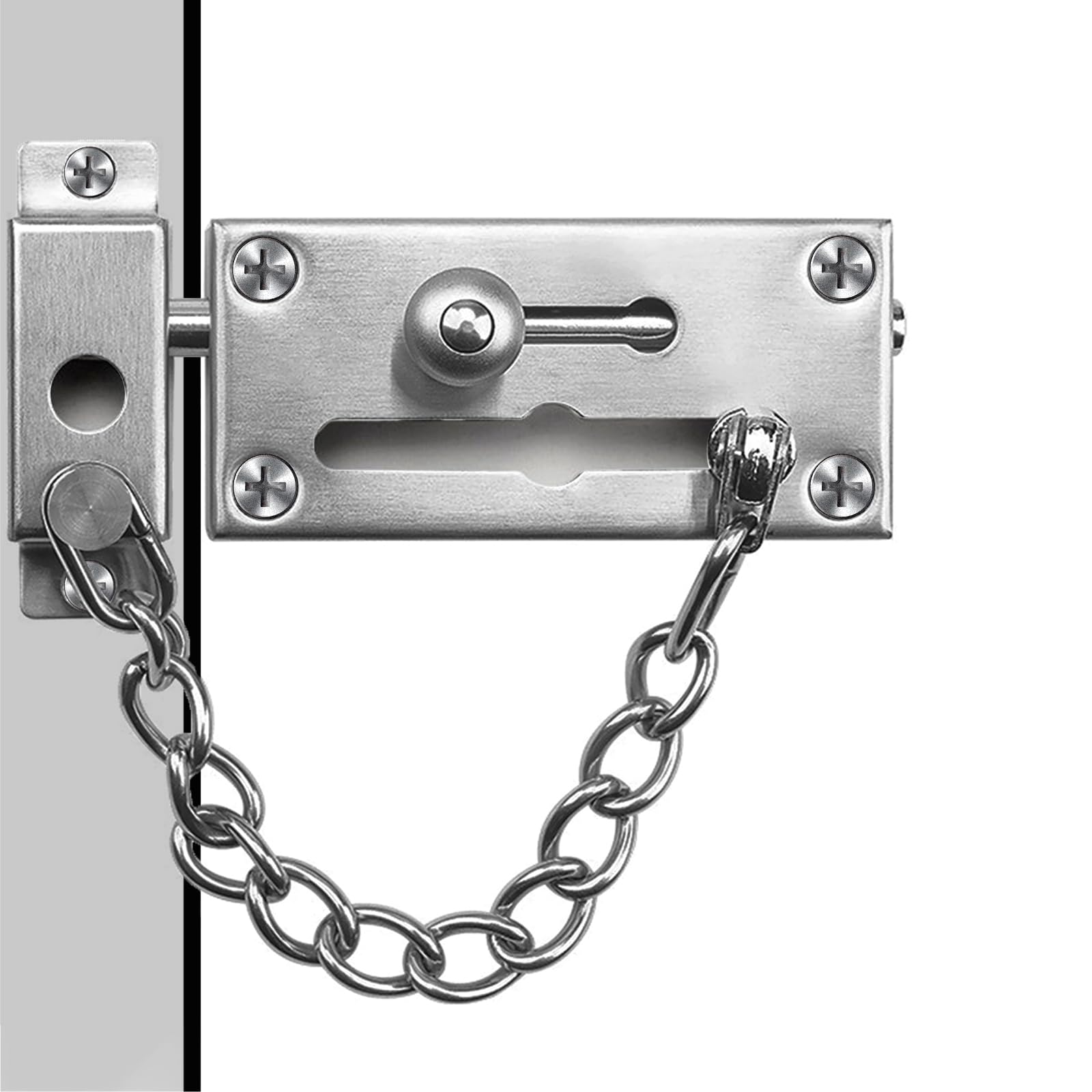 Door Chain Lock Locks Bolt Latch Guard Double Safety Security for M, Silver