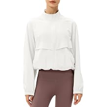Women's Lightweight Zip Up Athletic Jacket Stand Collar Windproof Sun Protection Workout Outdoor Jacket
