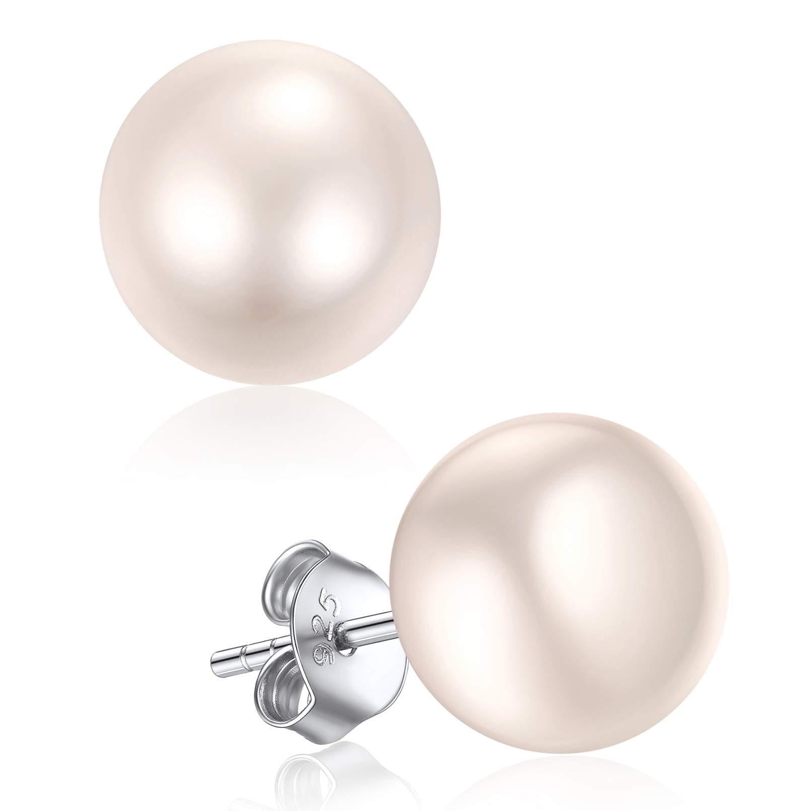 ChicSilver Orecchini Perle Donna Argento 925, Orecchini Perla Donna 4/6/8/10MM D'Acqua Dolce, Idee Regalo per Natale Compleanno Anniversario