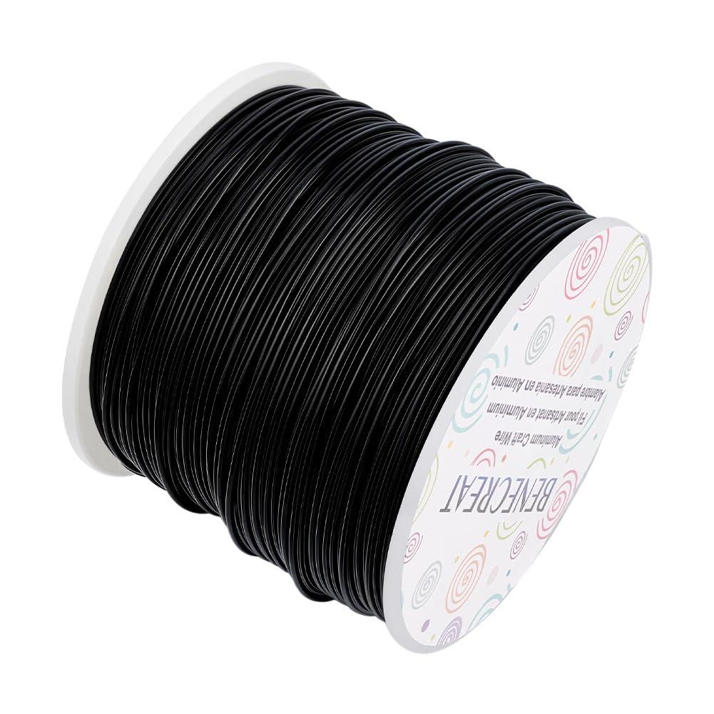 BENECREAT 18 Gauge (1mm) Aluminiumdraht 492FT (150m) Anodized Jewelry Craft Making Perlen Floral Colored Aluminium Craft Wire - Schwarz