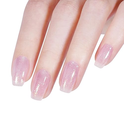 Vista 8 de AILLSA Esmalte de uñas de gel iridiscente con purpurina, esmalte de gelatina púrpura brillante, lámina holográfica, color translúcido, esmalte