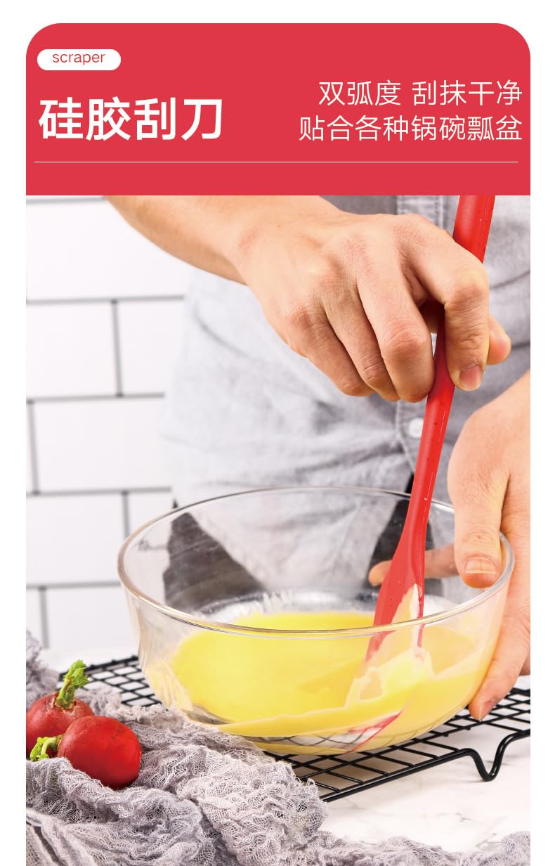 6 Spatole in Silicone da Cucina con Manico in Legno, Decorazione Natalizia, Spatola per Impasti, Spatola in Silicone, Spatola per Impasto, Spatola da Cucina, Utensili da Cucina,Red