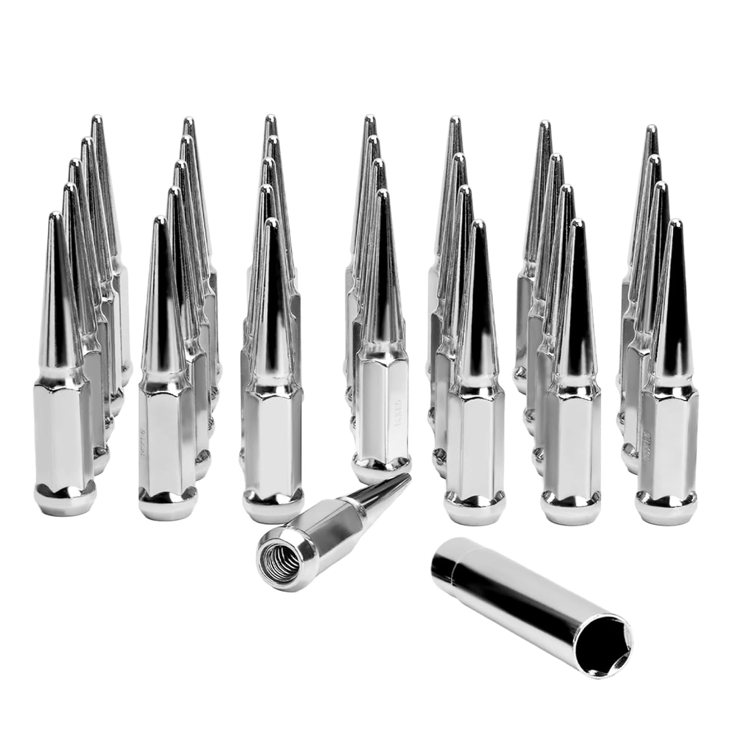 glorider M14x1.5 Spike Lug Nut Chrome, 32pcs 14x1.5 Conical