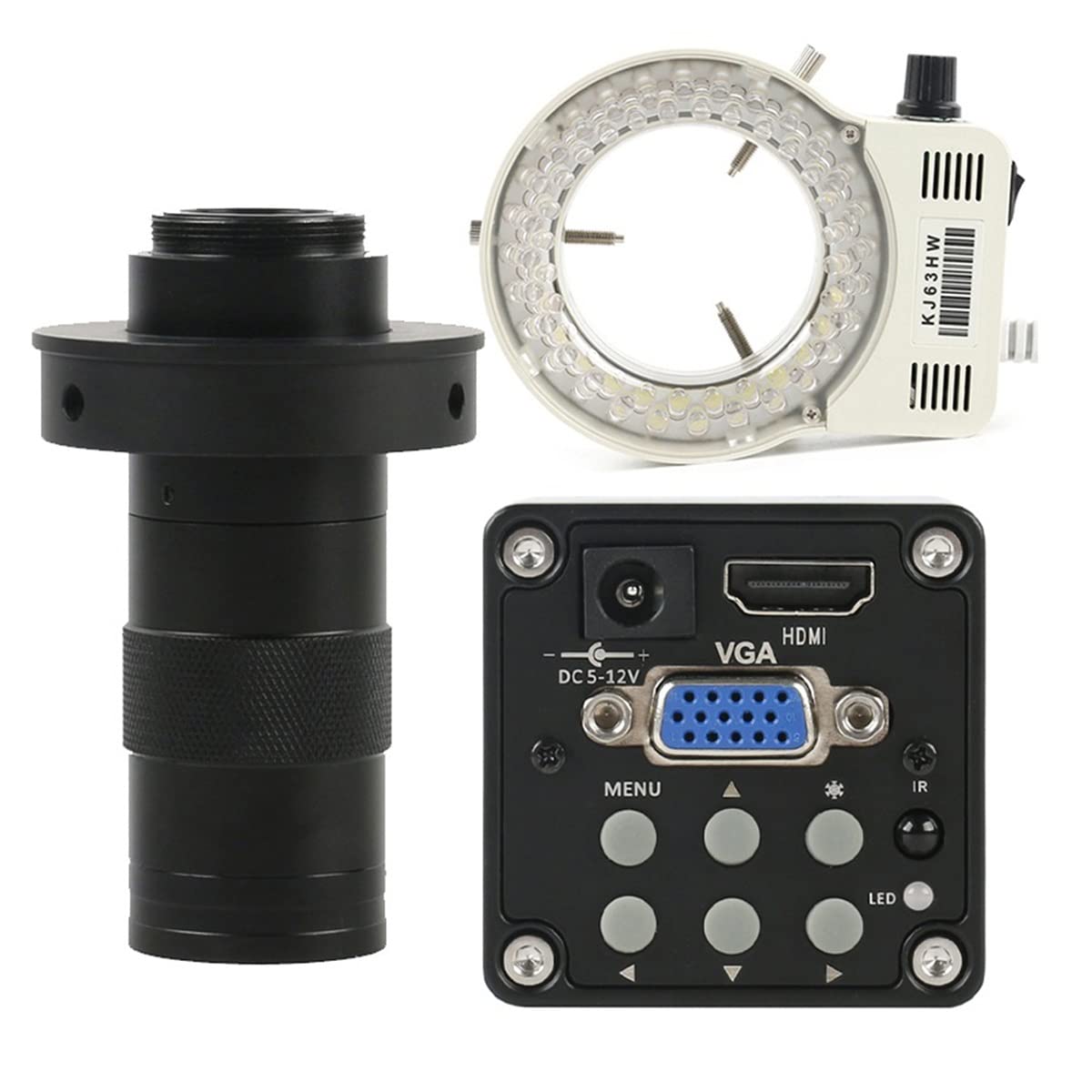 Microscope 14MP 1080P HDMI VGA Digital Video Microscope Camera 100X 130X 180X 200X 300X 500X C Mount Lens(with 130X LED Light)