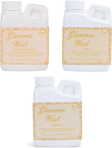 Elanze Designs Tyler Candle Glamorous Wash y lujoso detergente líquido fino de 4 onzas, surtido de 3 aromas, alto mantenimiento, Diva, Kathina
