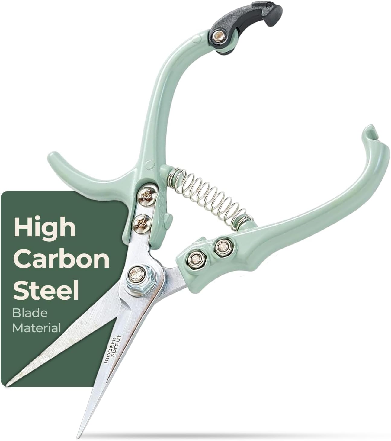 Pruning Shears, Herb Snipping Scissors, Lightweight Gardening Tools W/Easy Lock, Flower Cutter Garden Shears, Carbon Steel Blade + Reusable Holster (Green, 1-Pack)