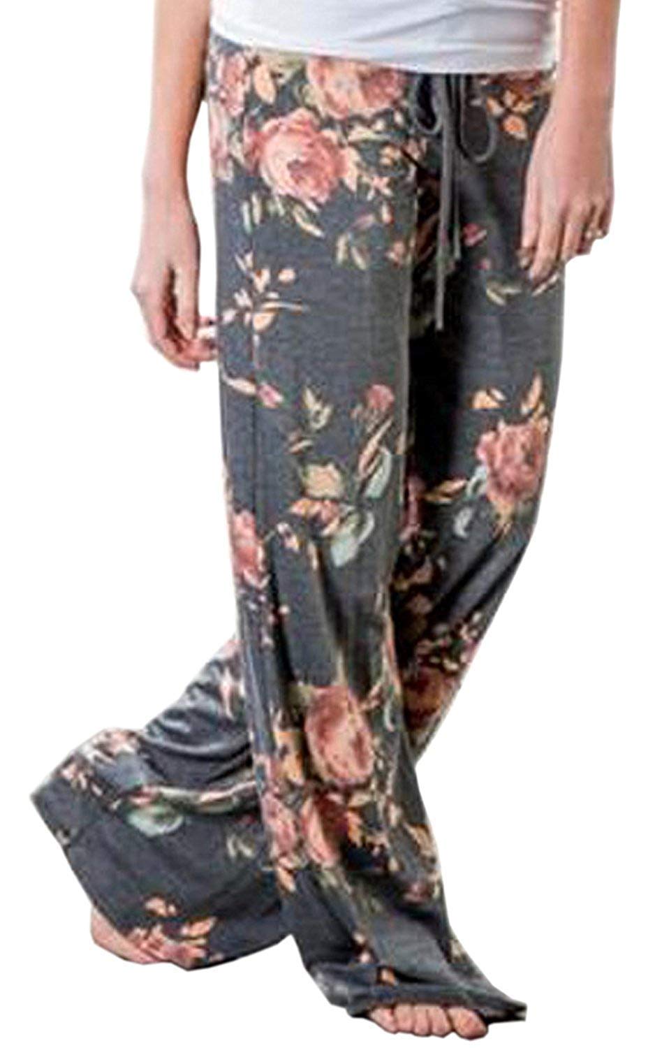NEWCOSPLAY Women's Comfy Pajama Drawstring Wide Leg Pants