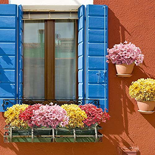 Aufind 30 Bundles Artificial Flowers, Outdoor Indoor Uv Resistant Fake Flowers No Fade Faux Plastic Greenery Shrubs Garden Porch Window Box Decorating #TOP4