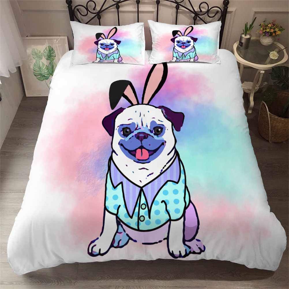 Zestaw pościeli dla dzieci husky jamnik 3D zwierzę pies wzór nadruk poszwa na kołdrę i poszewka na poduszkę niebieski fioletowy brązowy żółty szary poszewki na kołdrę dla dzieci chłopców dziewcząt nastolatków (kolor: 2, Super King 220 x 260 cm)