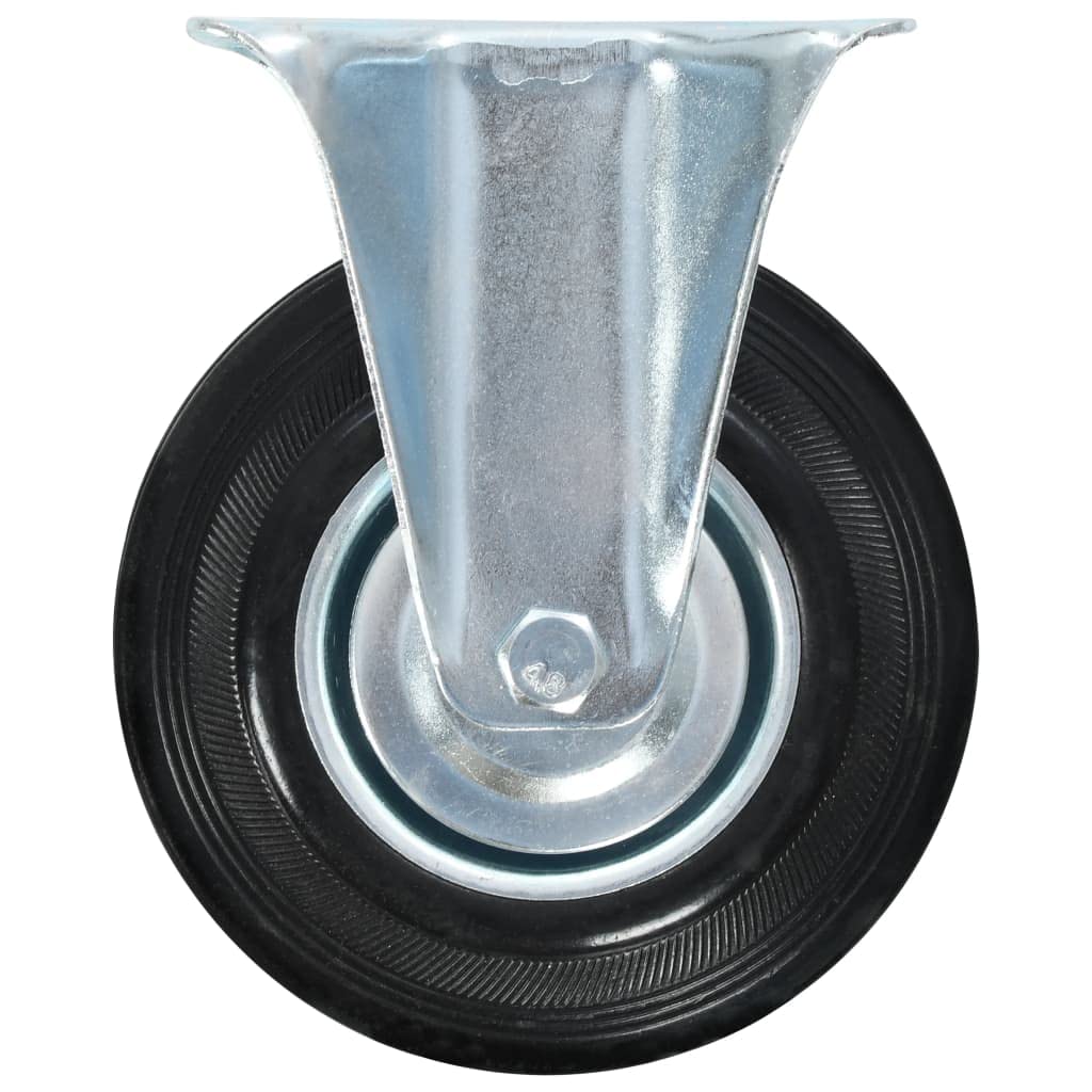 Ruote di supporto 4 pz. 125 mm in gomma e ferro con rivestimento in zinco, dimensioni piastra 100 x 80 mm, 100 kg per ruote, per carrello piattaforma e logistica di magazzino