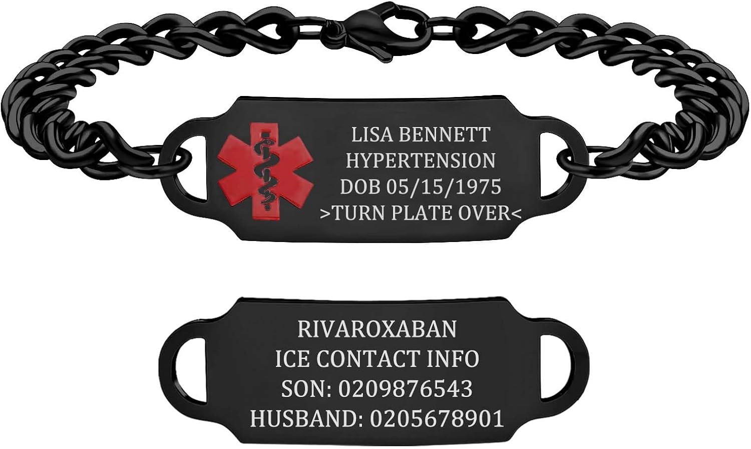 MOTICIUS Personalized Medical Alert Bracelets for Men & Women Custom Medical Bracelet Medic Alert ID Bracelets Engraved Information for Women Men Autism Diabetic Epilepsy Asthma