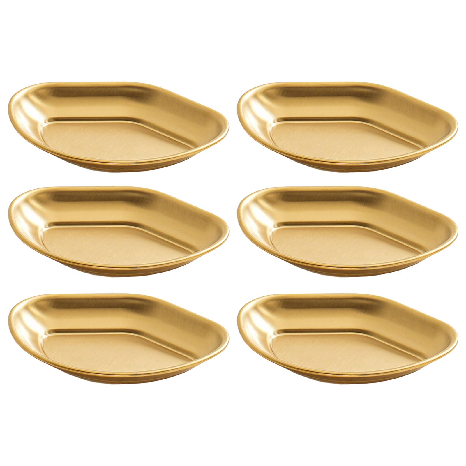 Buxuaaaa 6Pieces Effective Stainless Steel Miniature Bowls Tray Stable Dishes for Sauce and Condiments in Delicate Designs Round Seasoning Bowls