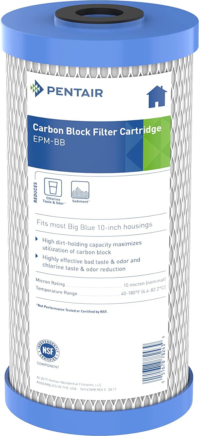 PENTAIR - Cartucho de carbón activo - Big Blue EPM-10BB - filtro agua potable - Reducción cloro - 9-3/4" x 4-5/8", 10 micras