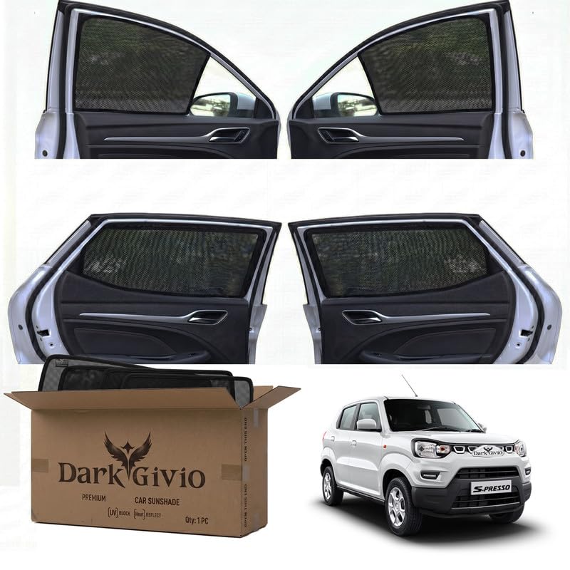 Image of Car Window Sun Shade Protector for S PRESSO | Exact Fit Non-Magnetic Half Cut Sunshade (Set of 4 /6) | UV Blocker Side Window Car Curtains & Interior Accessory