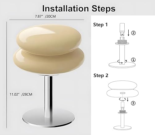 Miniatura 6 de Lámpara de hongo para dormitorio, lámpara moderna de mediados de siglo para mesita de noche, lámparas pequeñas de tarta de huevo retro regulables,