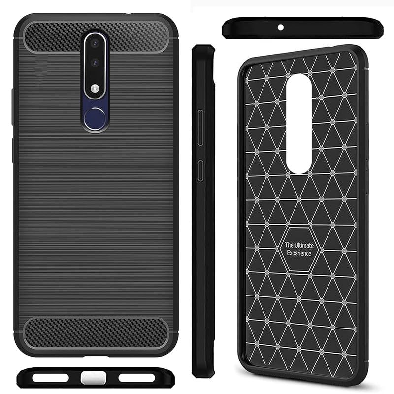 Image of Hybrid Carbon Fiber Back Case for Nokia 3.1 Plus (Black)