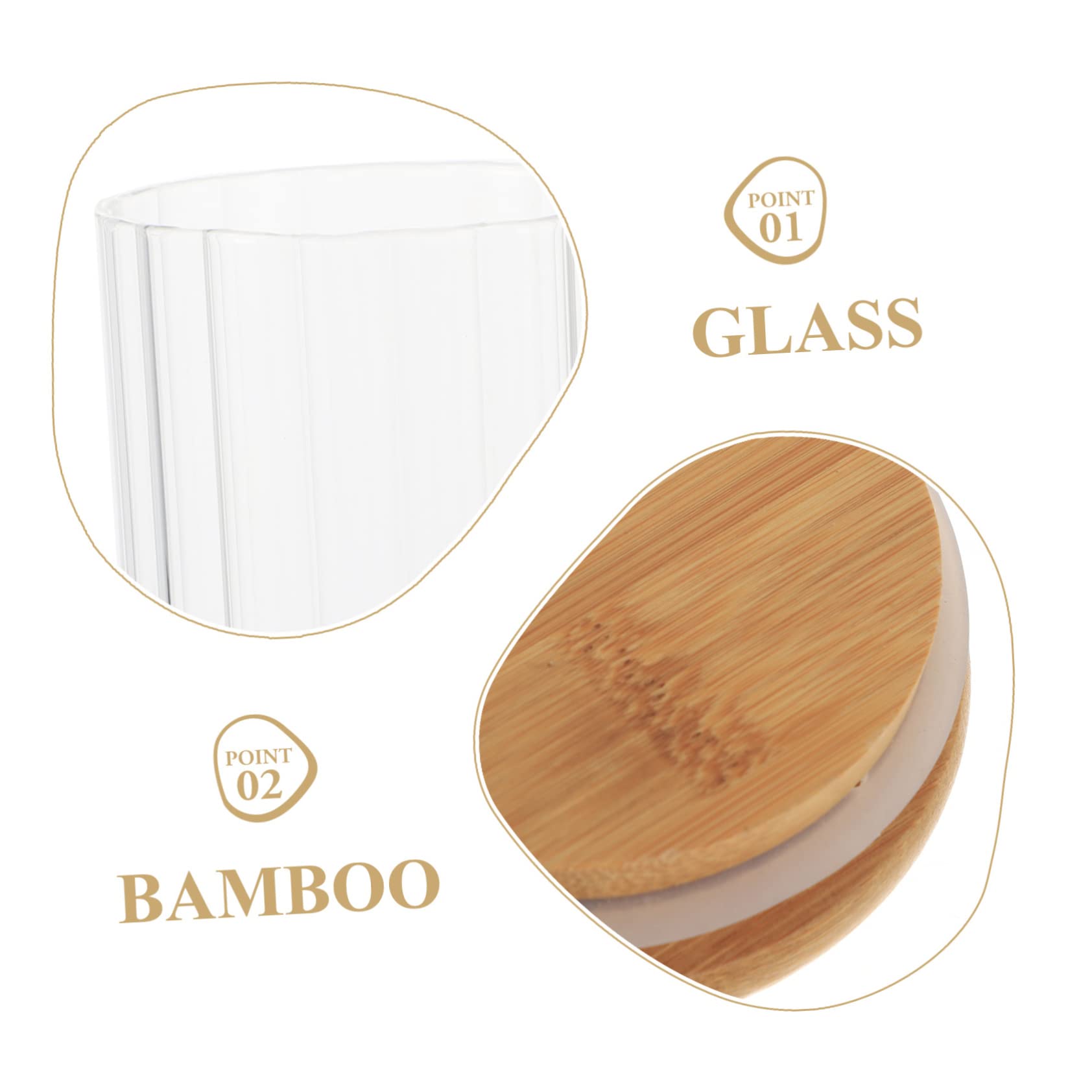 IMIKEYA Set 3 Pezzi Capacità 550ml 850ml 1150ml Barattoli da Cucina con Coperchio in Bambù Pratici e Sigillati Contenitori con Coperchio per Alimenti in Vetro Ermetici per Conservazione