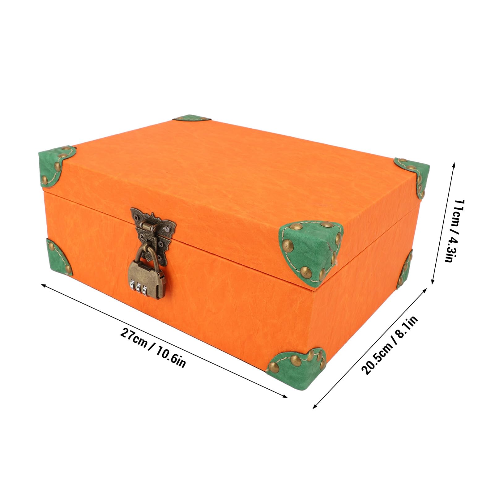 Ejoyous Cofre del Tesoro Caja de Almacenamiento de Recuerdos de Joyas de Cuero de Madera 27 X 20,5 X 11 Cm Caja Cuadrada Hecha a Mano con Cerradura para Dormitorio Sala de Estar Oficina Estudio