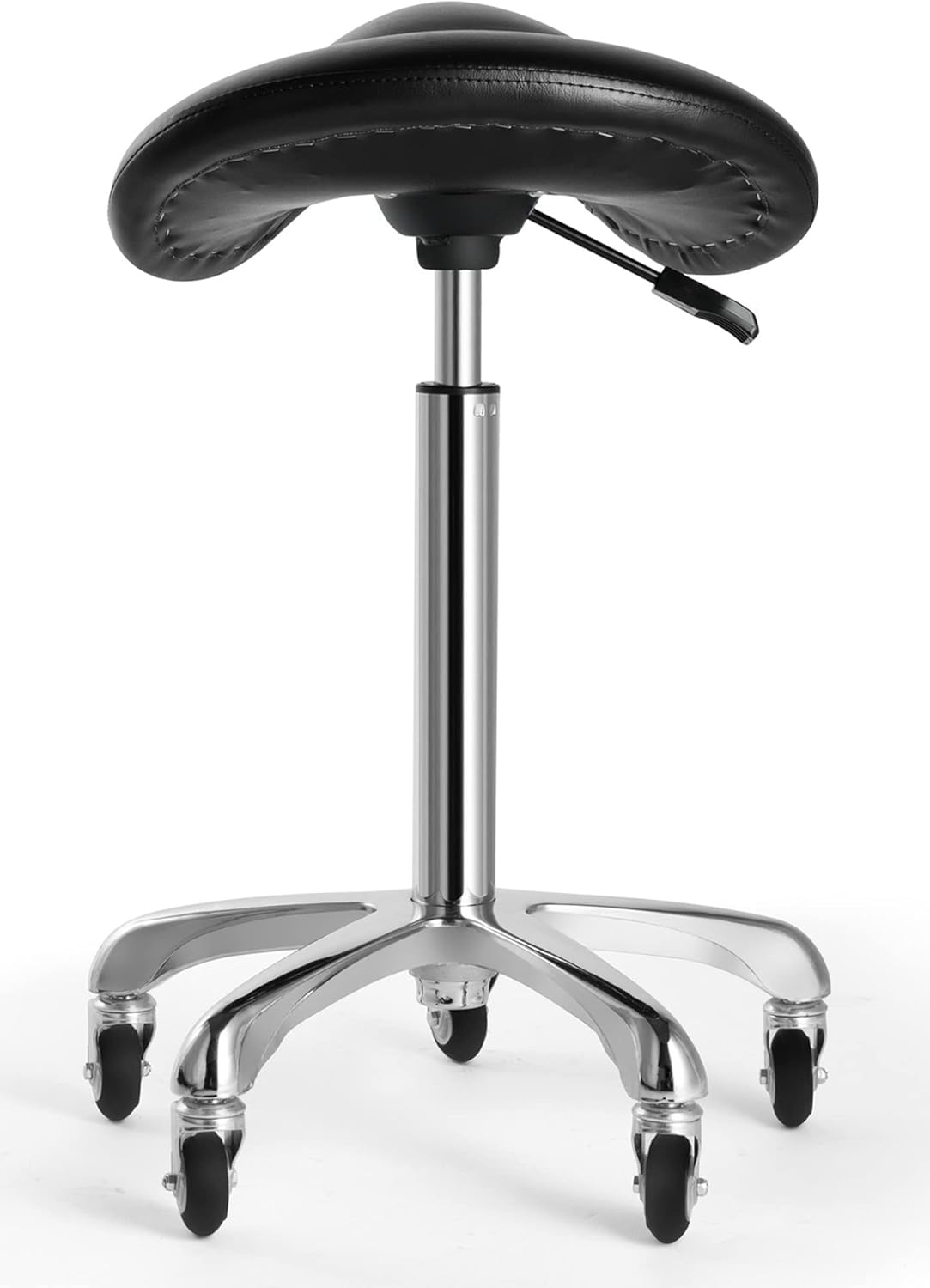 Beautynao Saddle Stool Rolling Ergonomic Adjustable Hydraulic Stool with Wheels for Salon, Spa, Tattoo, Pedicure, Massage
