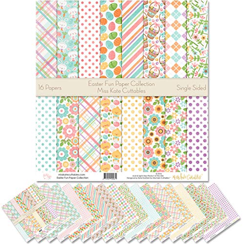 Pattern Paper Pack - Easter Fun - Scrapbook Premium Specialty Paper Single-Sided 12"X12" Collection Includes 16 Sheets - By Miss Kate Cuttables #TOP29
