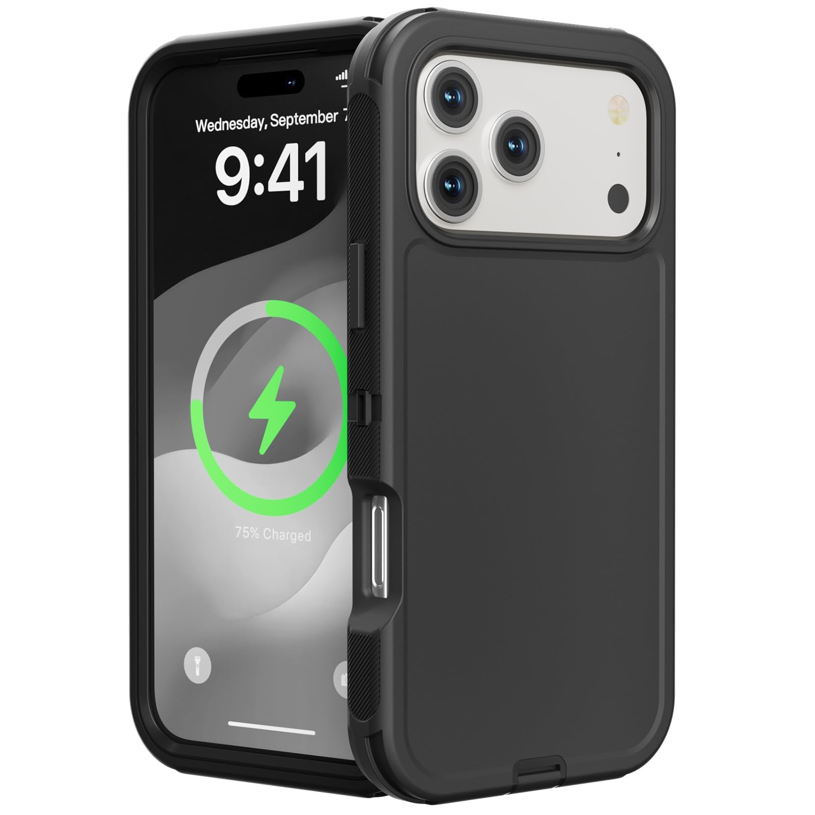 Funda Antigolpes para iPhone 17/17 Pro/17 Air/17 Pro MAX, Carcasa Protectora Rígida De PC Esmerilada Compatible con Carga Inalámbrica,17,Black
