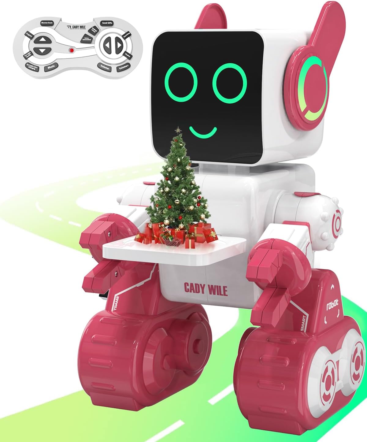 Robot Toys for Kids, Programmable Remote Control Robot, Interactive Toys with Coin Bank, LED and Tray, Walking Talking Singing Dancing Gift for Boys Girl（Pink）