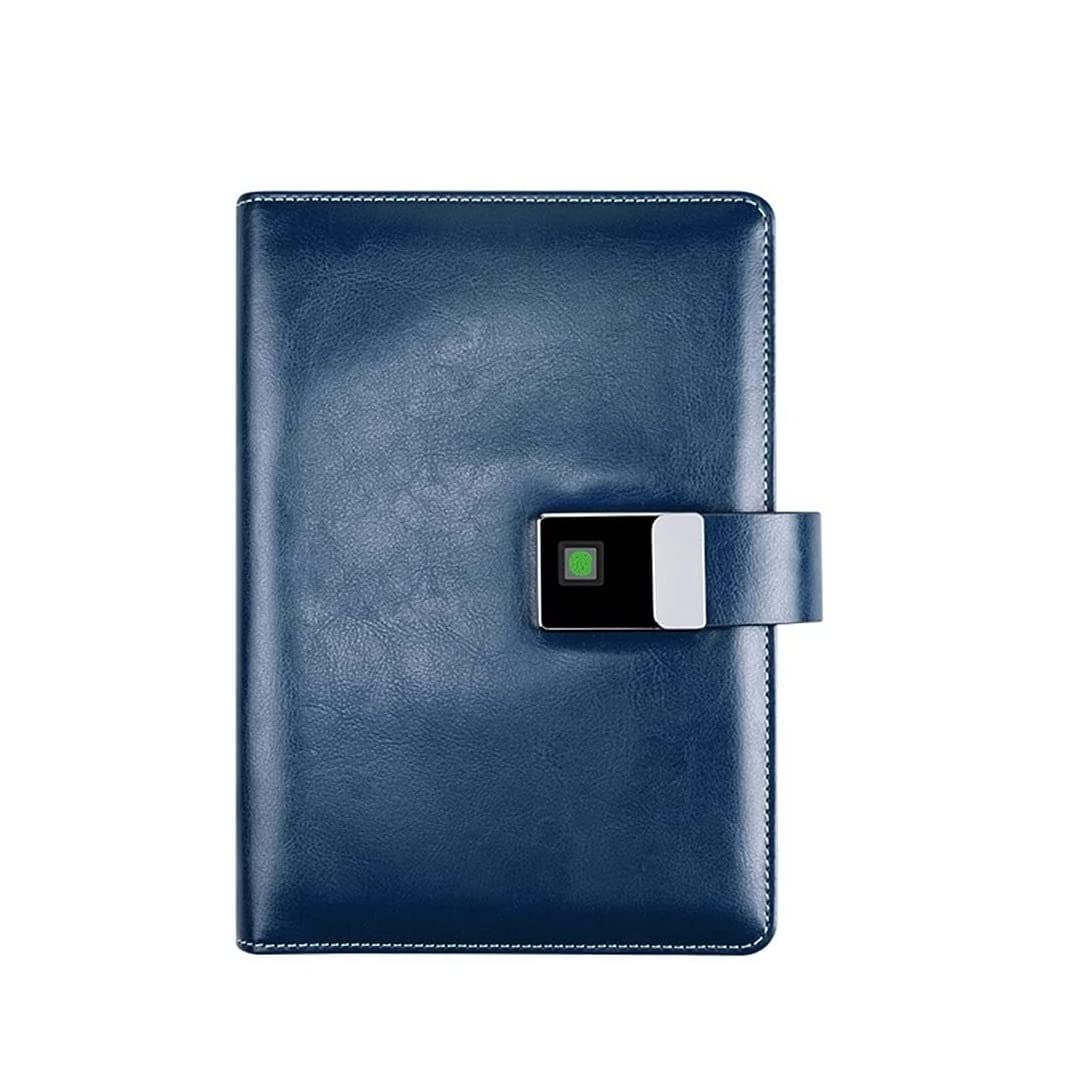 Notitzbuch Notizbuch Mit Fingerabdrucksperre High-End-Leder-Tagebuch A5 200 Seiten, Arbeitsmeeting-Notizbuch for Männer Und Frauen, Geschenke for Erwachsene Journal Notizen(E)