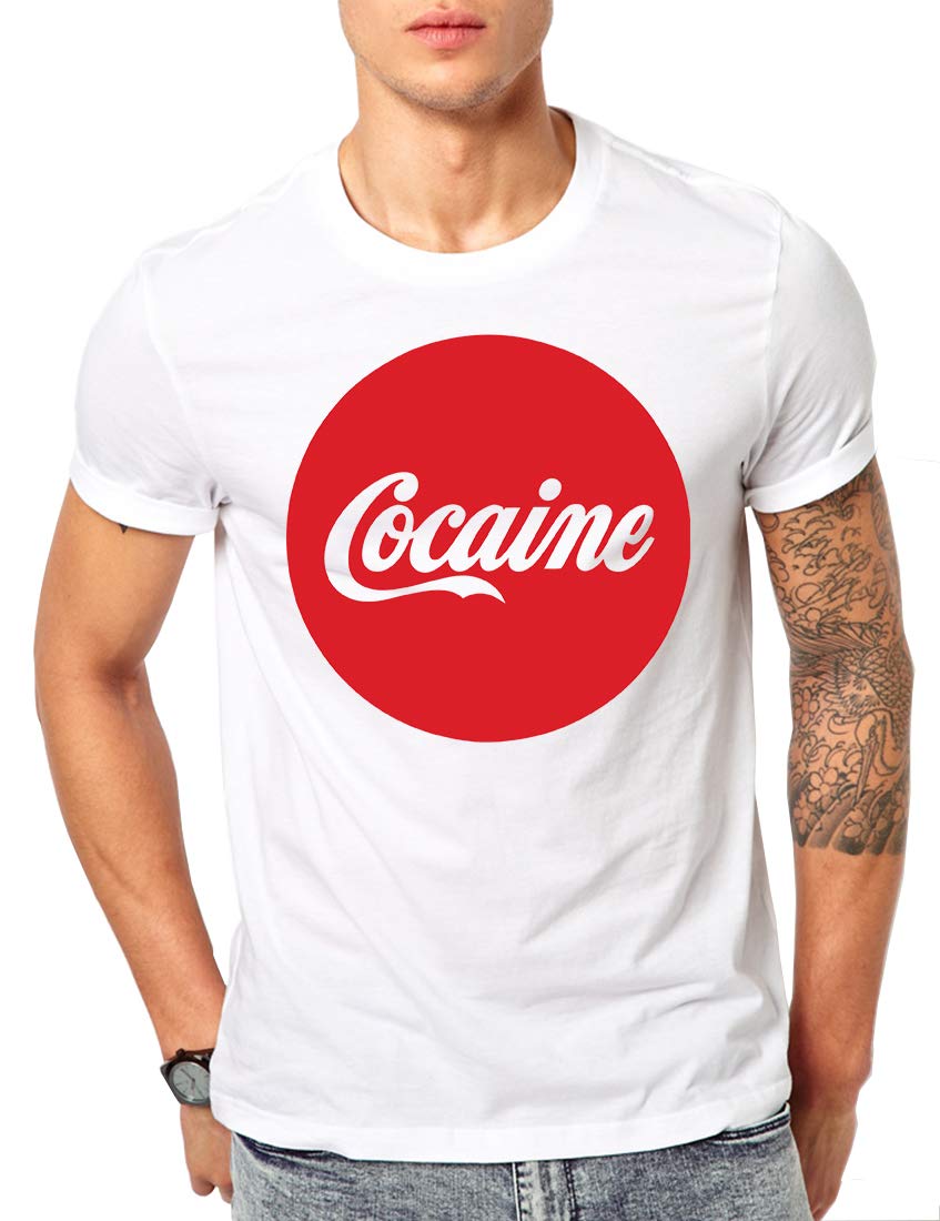 Tuneclan Cocaine T-Shirt | Printed T-Shirt for Men & Women | Regular Fit T-Shirt for Men | Cool T-Shirt | Music T-Shirt | Hippy Tshirt | Cocaine Tshirt | Slogan Tshirt
