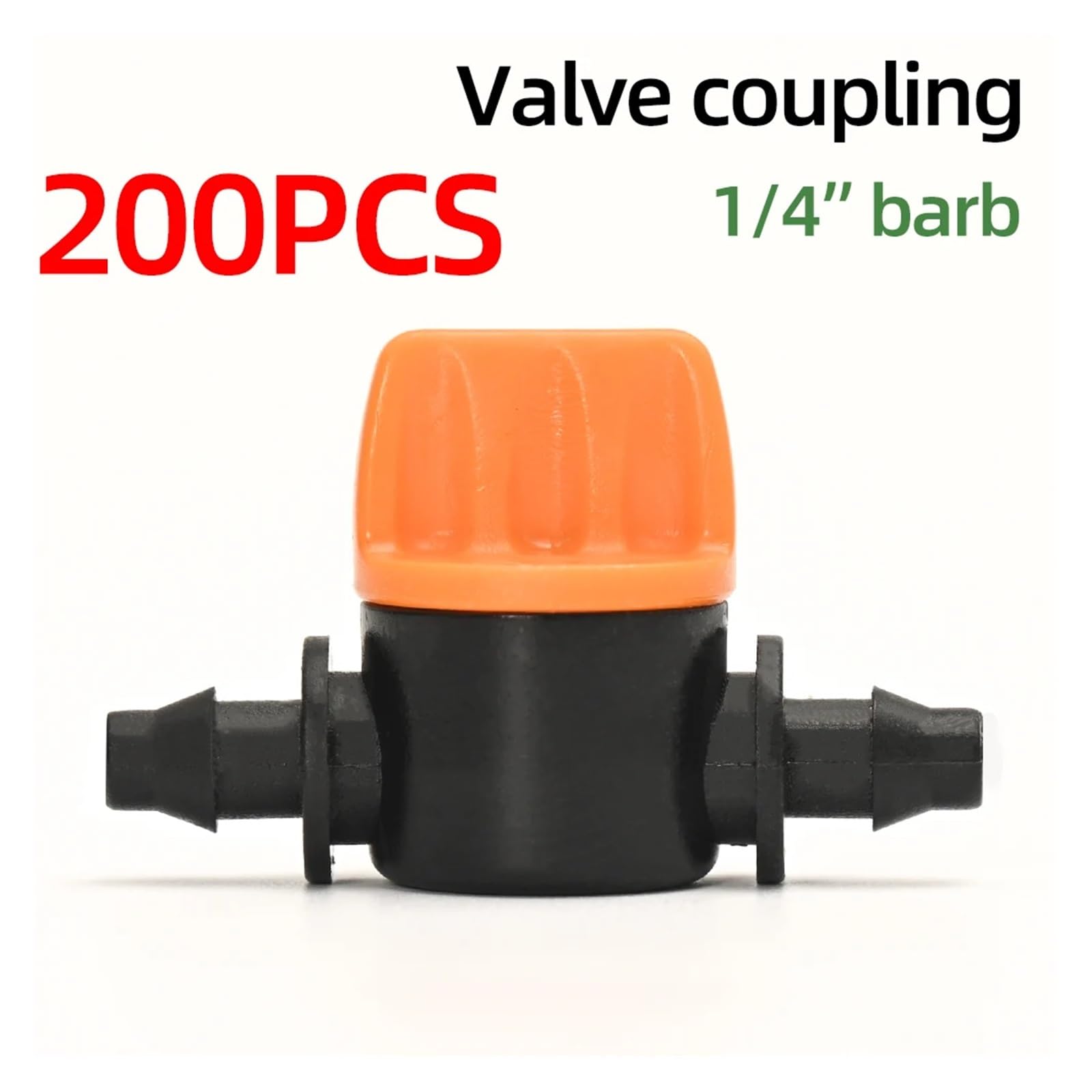 Conector de manguera de PVC de 1/4", conector de púas, válvula de acoplamiento, conectores de riego por goteo automático, tubería de agua for sistema de riego de jardín.(200PC VALVE COUPLING)
