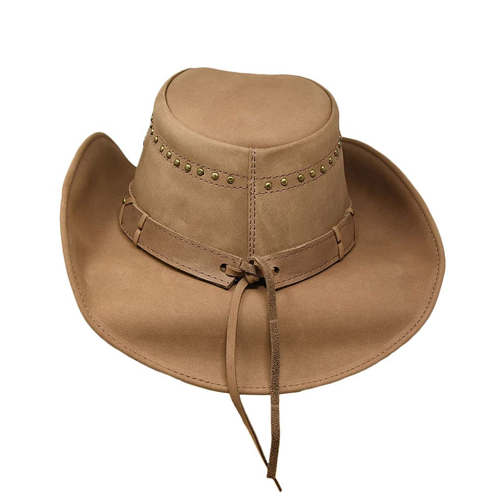 Montecarlo/Bullhide Hats Cappello da Cowboy Outback in Vera Pelle bruciata da Uomo, Falda 9,5 cm