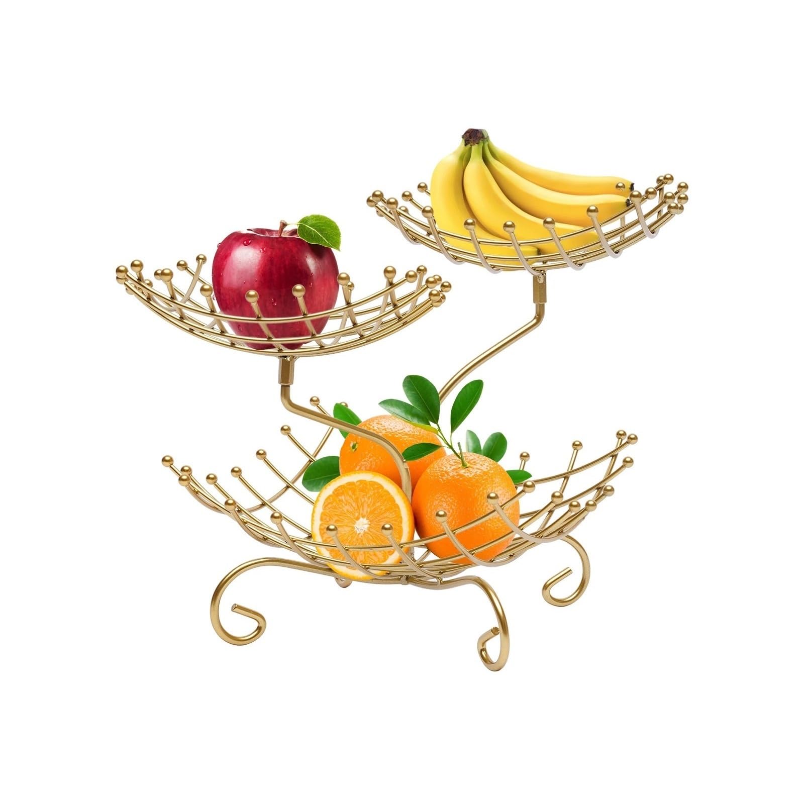 Zhaoj24-05 Fruit Racks 3-Tier Fruit Basket Bowl, Vegetable Storage for Kitchen Counter, Detachable Organizer for Bread Snack Produce