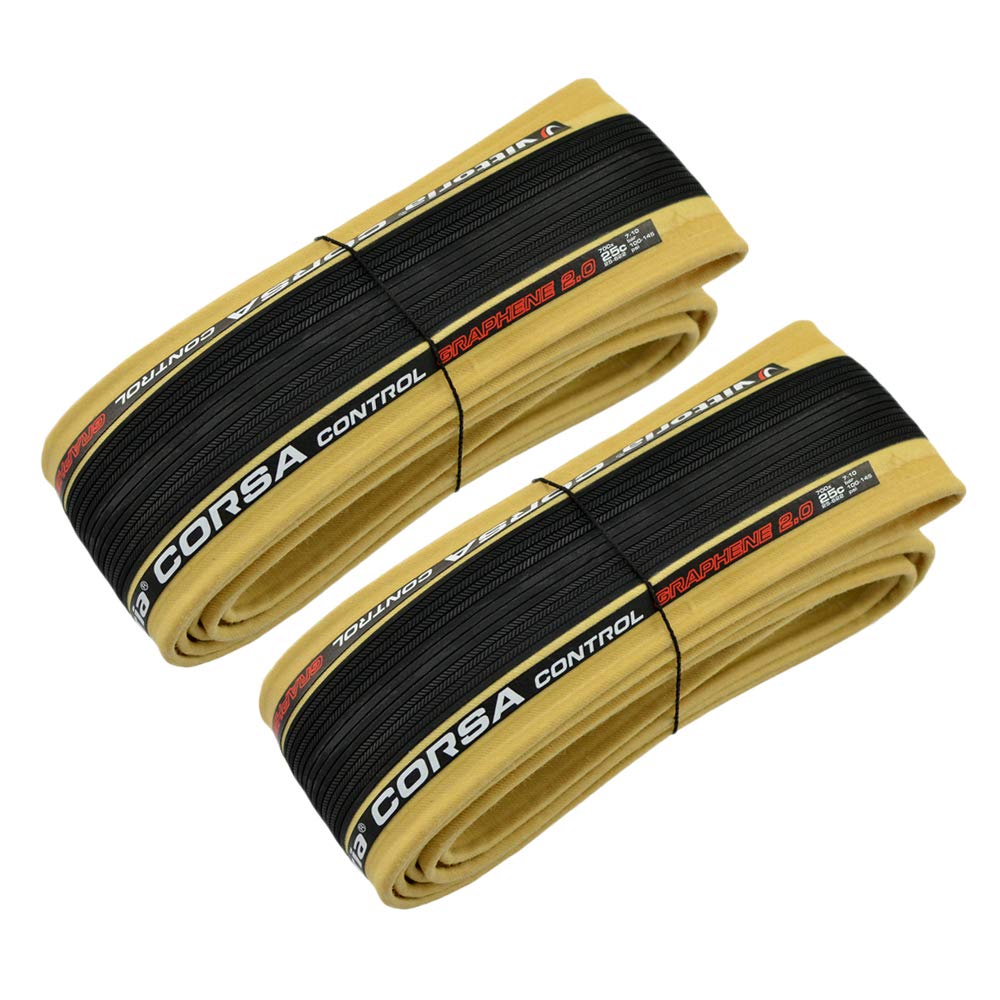 Vittoria Corsa Control G2.0 700x25C Clincher Bicycle Tire 320TPI, Skinwall And Black, 2 Tire, VT2095