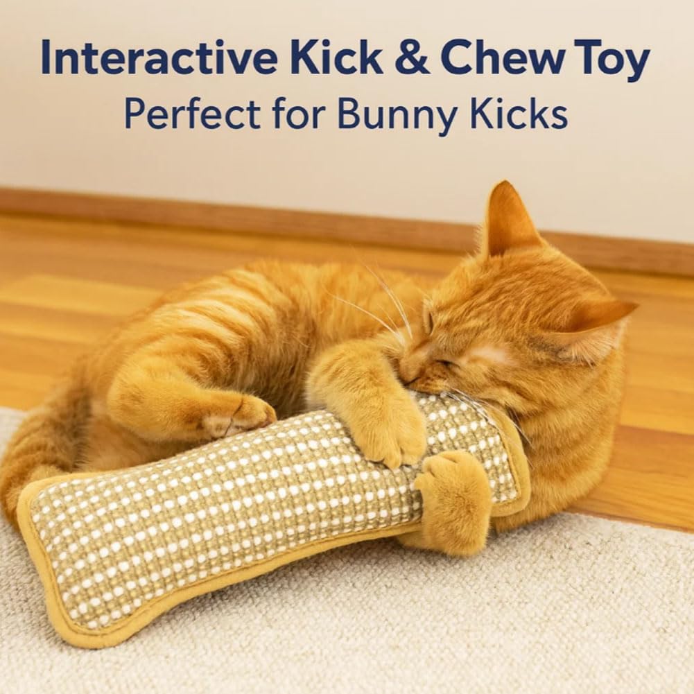 Generisch Catnip Kicker Pillow, cojín de hierba gatera, juguete dental, sisal natural, tabla interactiva para gatos (3 unidades)
