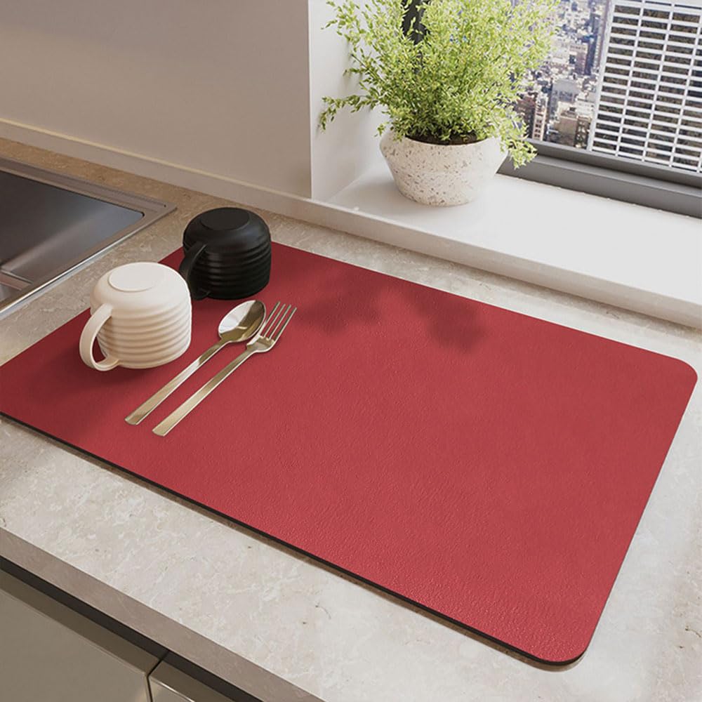 Odot Tappetino Scolapiatti, Colore Solido Ellittica Tappetino Scolapiatti Assorbente Tappetino Assorbente Cucina Asciugatura Rapida, Tappetino Macchina Caffe Antiscivolo (Nero,30x40cm