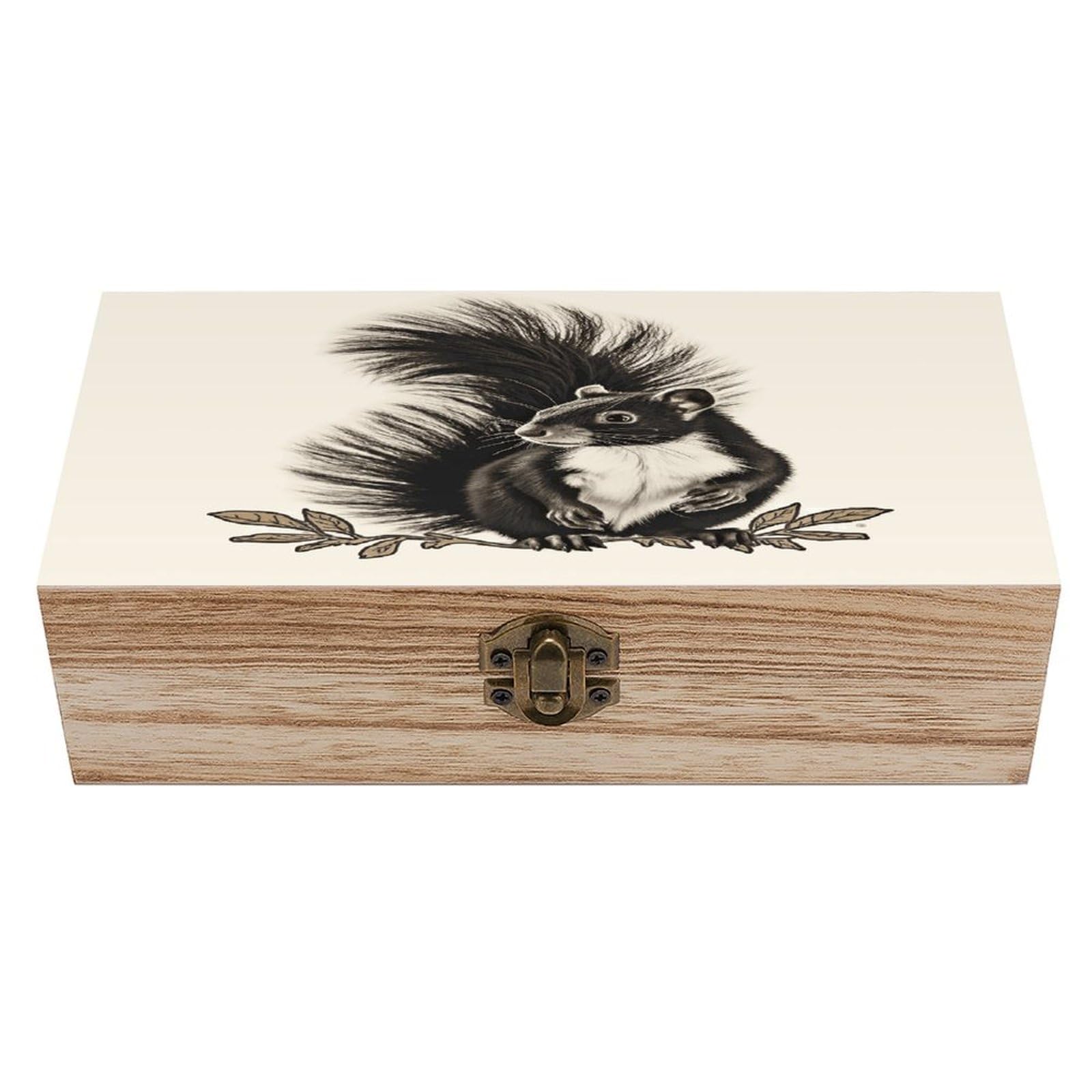 Adfgyerh Style Skunk Bins Solid Wood，Jewelry Box Retro And Exquisite，Storage Box Used For Storing Photos, Souvenirs, Letters, Gifts, And Jewelry.