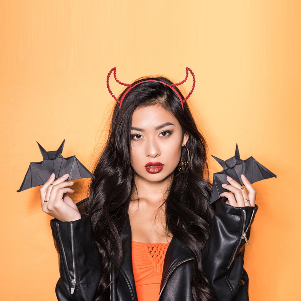 DOITOOL Devil Horn Red Hairband : Red Rhinestone Halloween Headband Reusable Costume Accessory Lightweight Durable Horns Headpiece for Cosplay Party Fancy Dress Accessory Women Girls (2 pcs) - Image 2