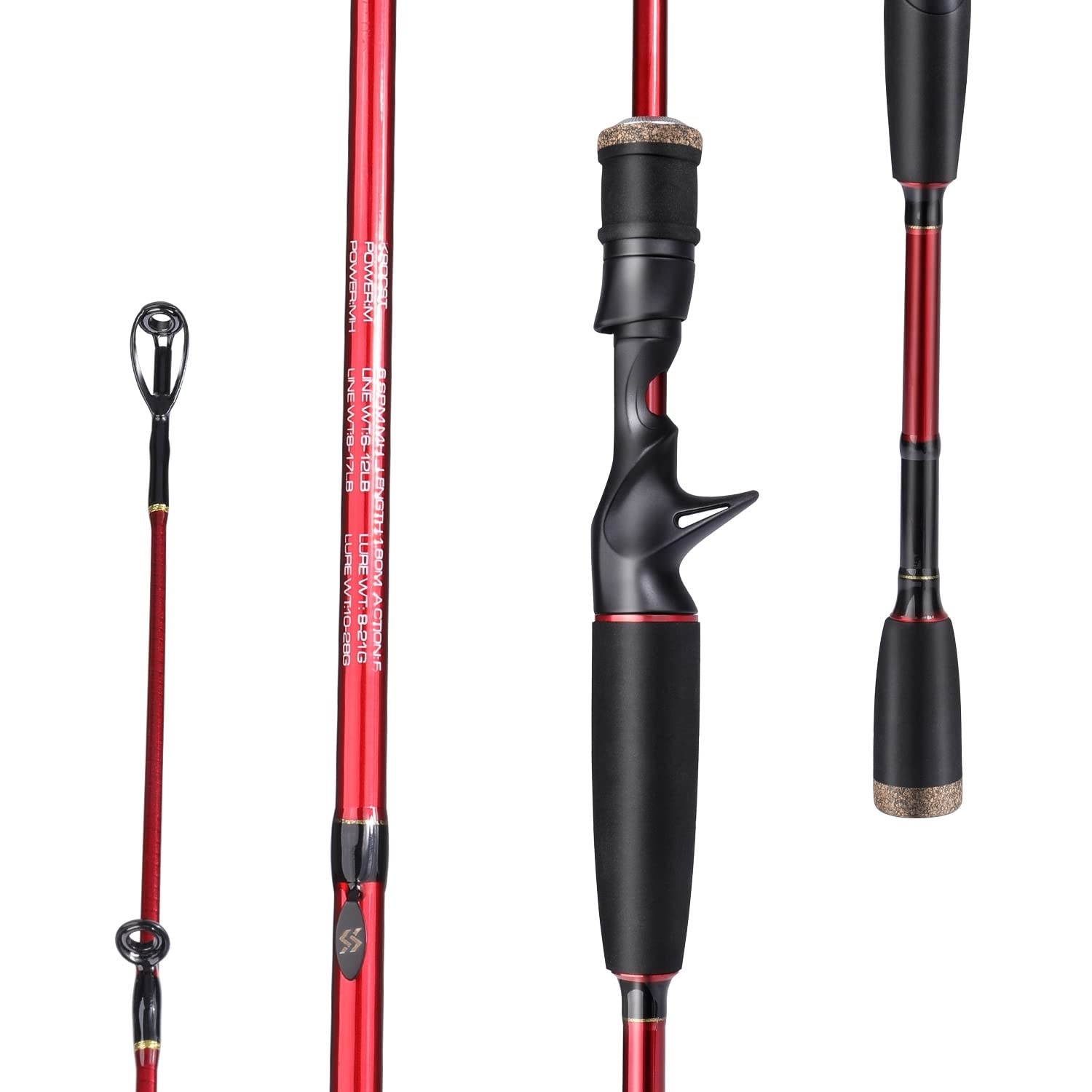 Sougayilang Fishing Rod, 2Pc Casting Rod Spinning Rod for Freshwater Tournament Quality Fishing Pole with 2 Tips for Bass