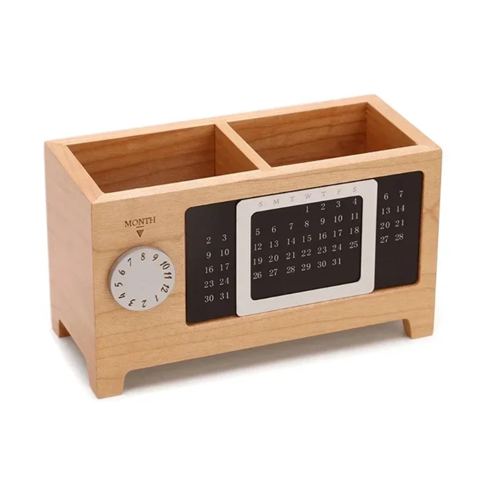 DHYUACN Pen Holder Stationery Control Wooden Multifunctional Box Organizer Holder Remote Storage Pen Pencil Desktop Calendar Creative Desk Pen Holder(Color2)