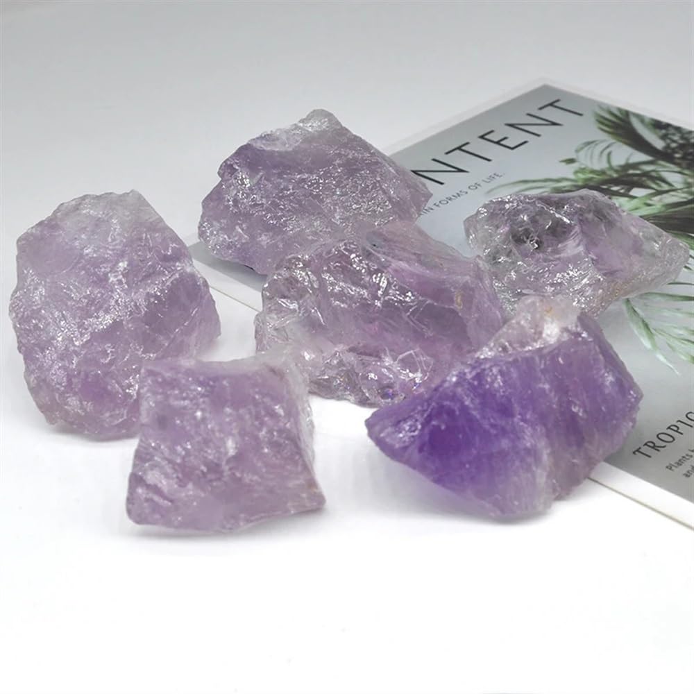 QINGQI schön Natürlicher Heller Amethyst-Rohstein, Mineralienproben, große Trommelsteine, heilende Quarzkristalle, Reiki-Edelstein-Kollektion Geschenk (Size : 500g)