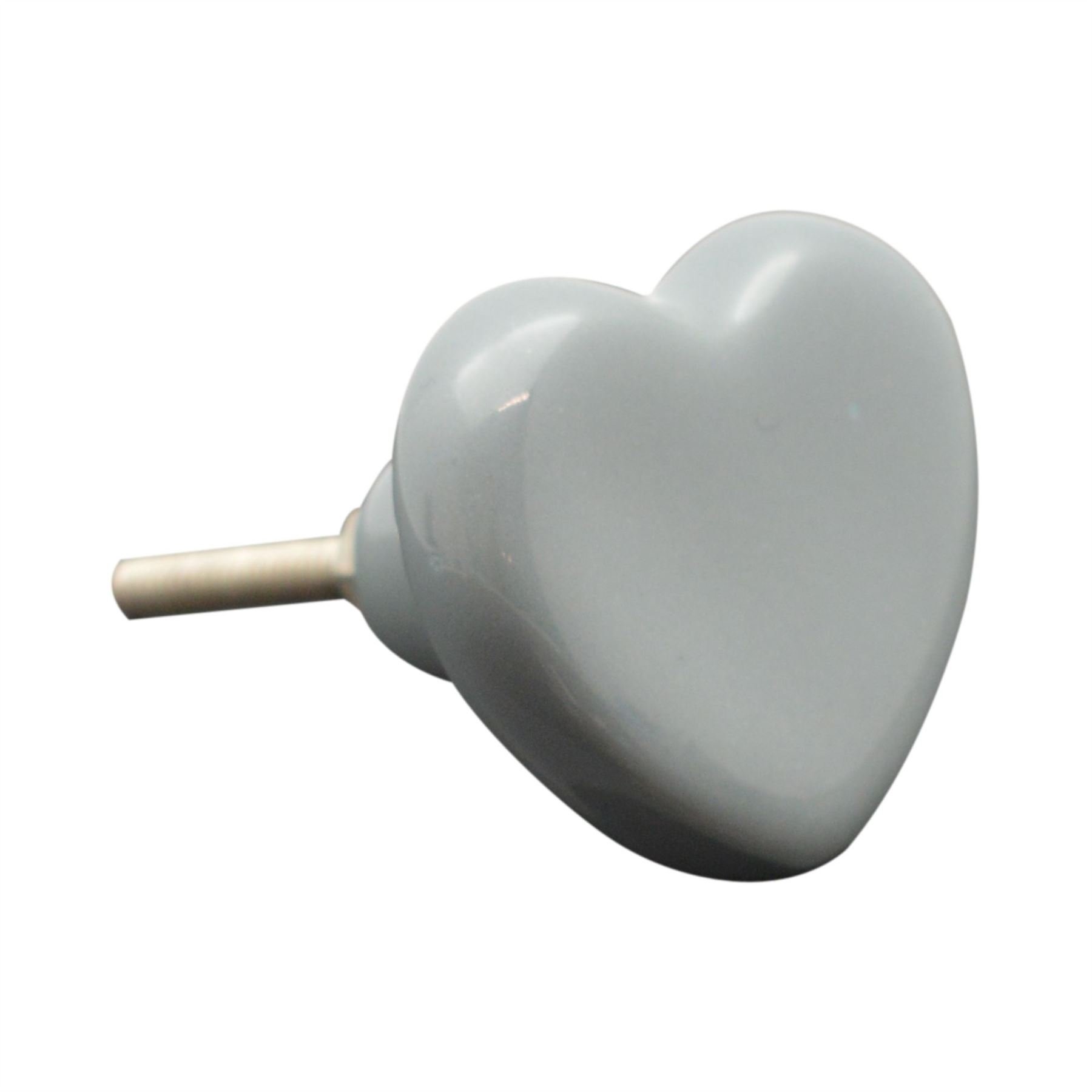Nicola Spring Ceramic Cupboard Drawer Knobs - Heart Design - Grey