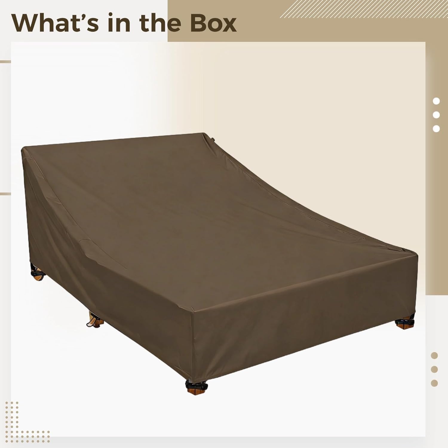 Double Chaise Lounge Cover, Waterproof 82.3 X 57.1 X 32.3 in Patio Daybed Furniture Cover, Brown Oxford Cloth Outdoor Chaise Lounge Chair Protector for Pool