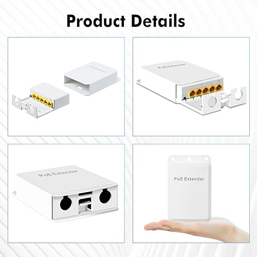 Miniatura 7 de MokerLink Extensor PoE Gigabit de 5 puertos para exteriores, IEEE 802.3 afatbt Repetidor PoE 90W, 101001000Mbps, 1 PoE en 4 salidas PoE, interruptor