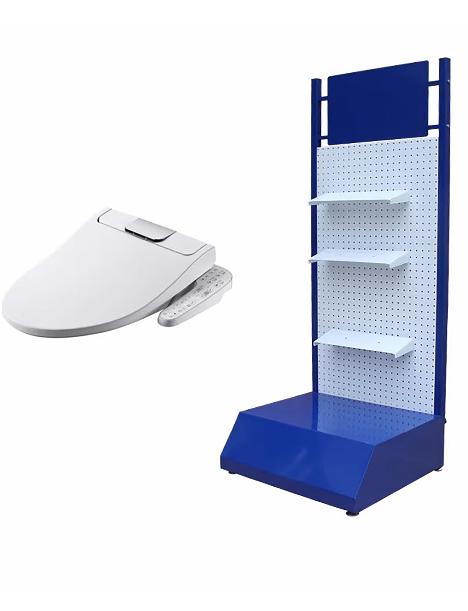 Soporte de exhibición de tapa de inodoro, estante de metal para artículos sanitarios, soporte móvil para lavabo para tiendas minoristas y centros comerciales