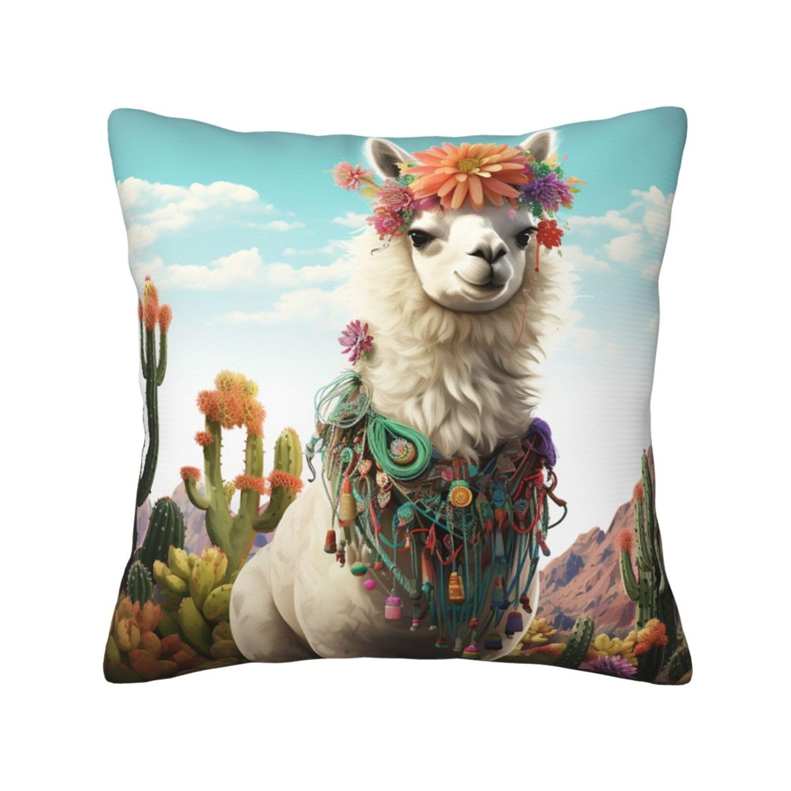 FodPand Mexican Llama Cactus Throw Pillow Covers 12"X12" Super Soft Cozy Pillows Case Morden Decorative Cushion Cover for Sofa Couch Bed Home Decor
